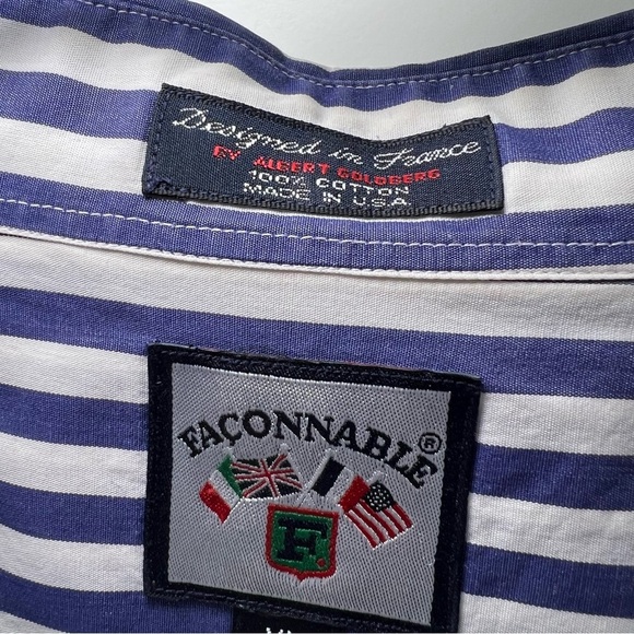 Faconnable Men's Button Down-Color Stripe Collared Shirt Cotton XLarge Casual - Picture 3 of 10